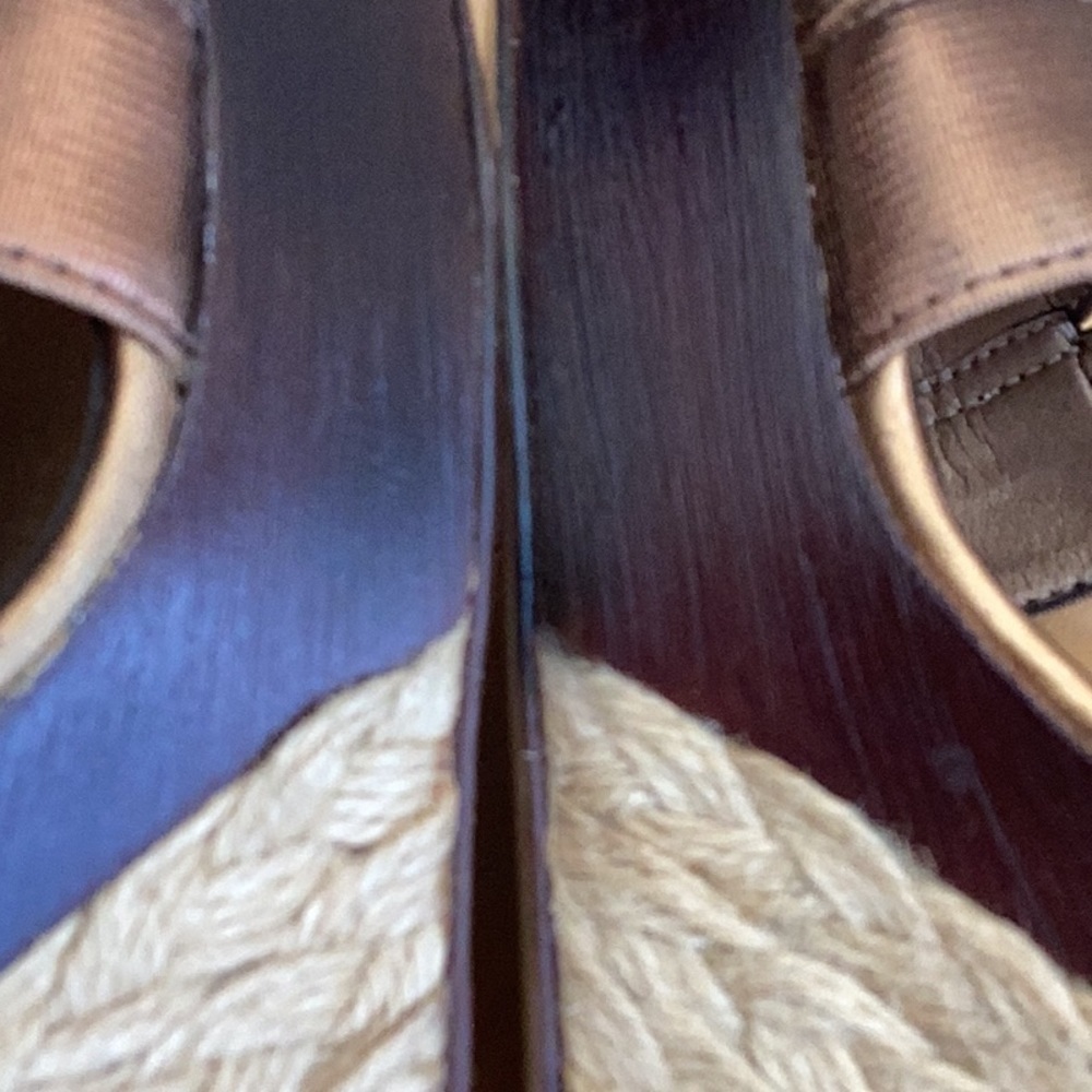 CHICOS bronze, open toe sling back espadrille wedge sandals. Women size 9.5 - Picture 11 of 16